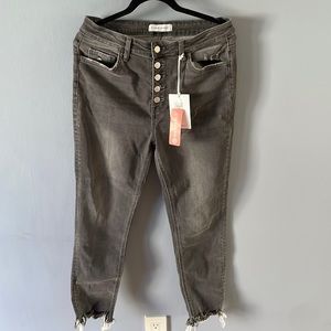 Flying monkey medium grey 5 button high rise crop skinny jeans size 30